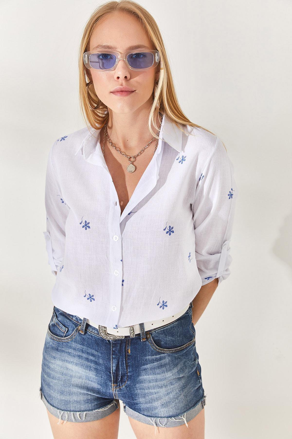 Multicolour Fold-Over Sleeves Linen Shirt, , large image number 0