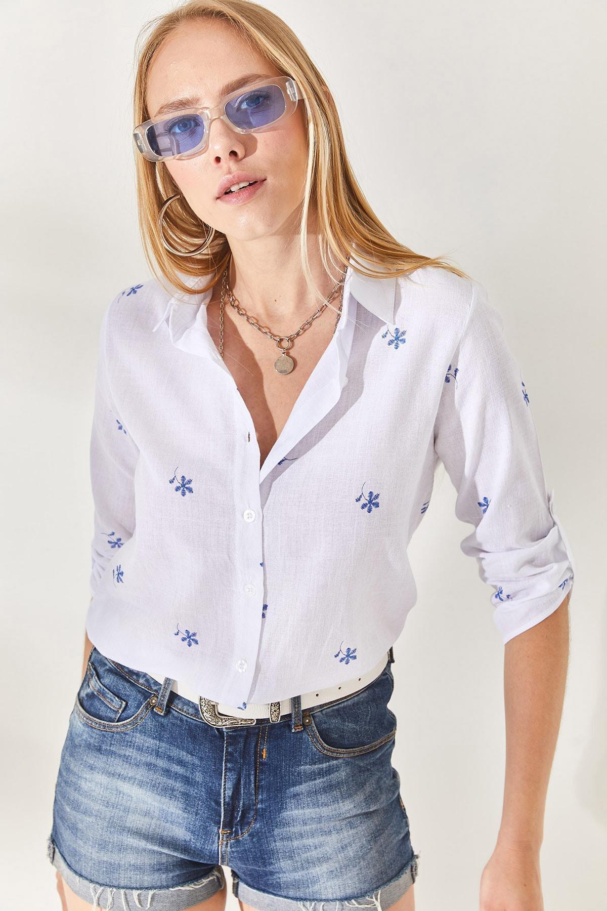 Multicolour Fold-Over Sleeves Linen Shirt, , large image number 2
