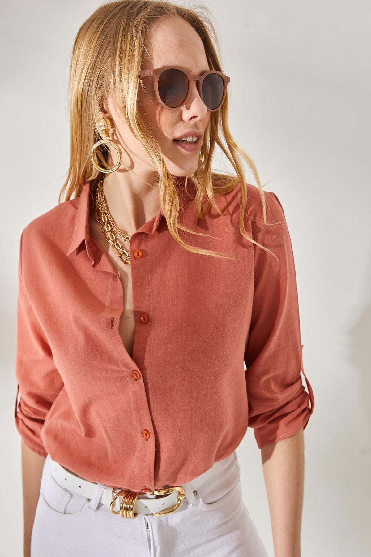 Orange Peel Foldable Linen Shirt, , large image number 0
