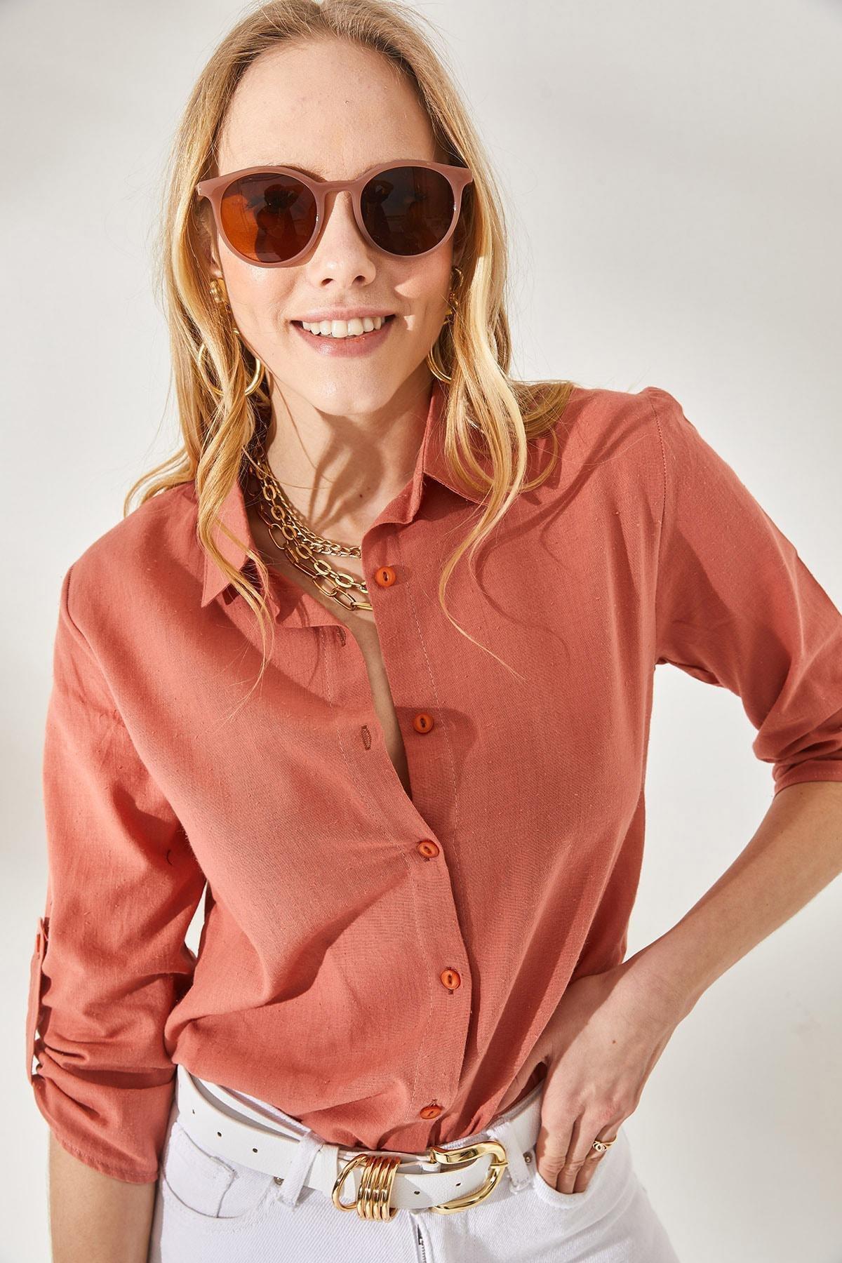 Orange Peel Foldable Linen Shirt, , large image number 2
