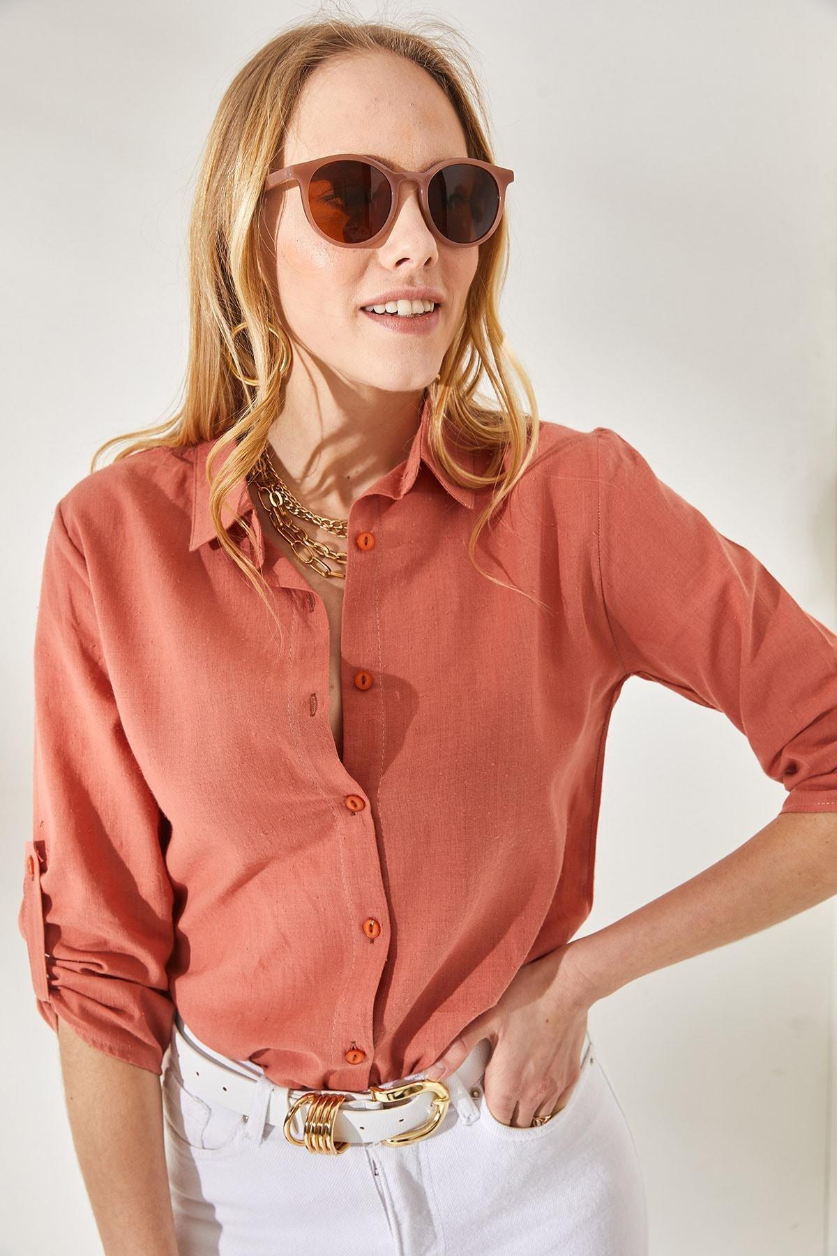 Orange Peel Foldable Linen Shirt, , large image number 4