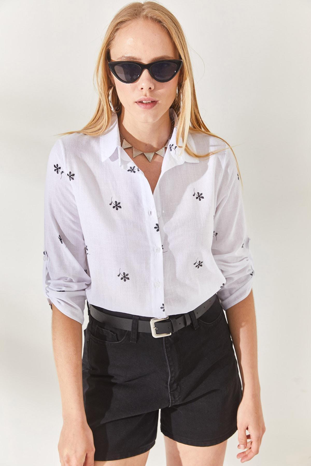 قميص بأكمام قابلة للطي، ألوان متعددة, Tiny Ecru Black, large image number 1