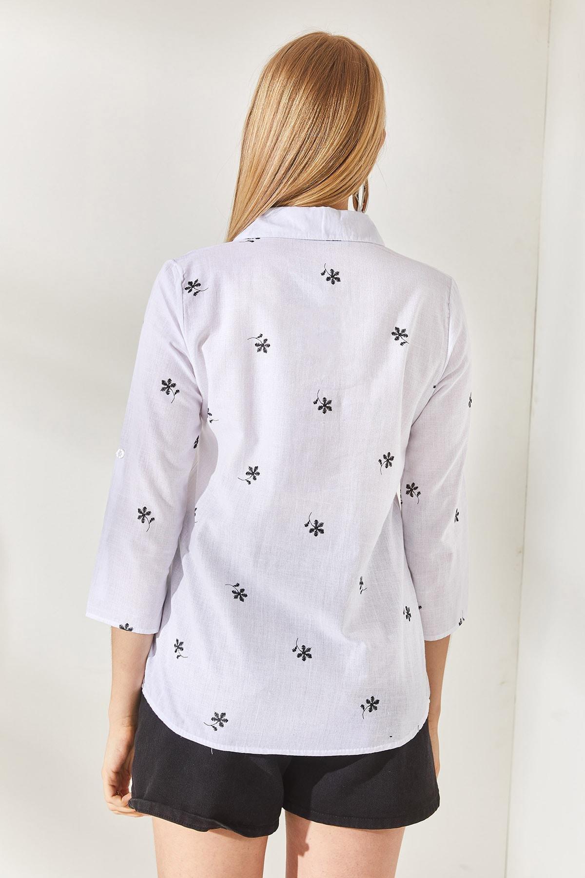 قميص بأكمام قابلة للطي، ألوان متعددة, Tiny Ecru Black, large image number 4