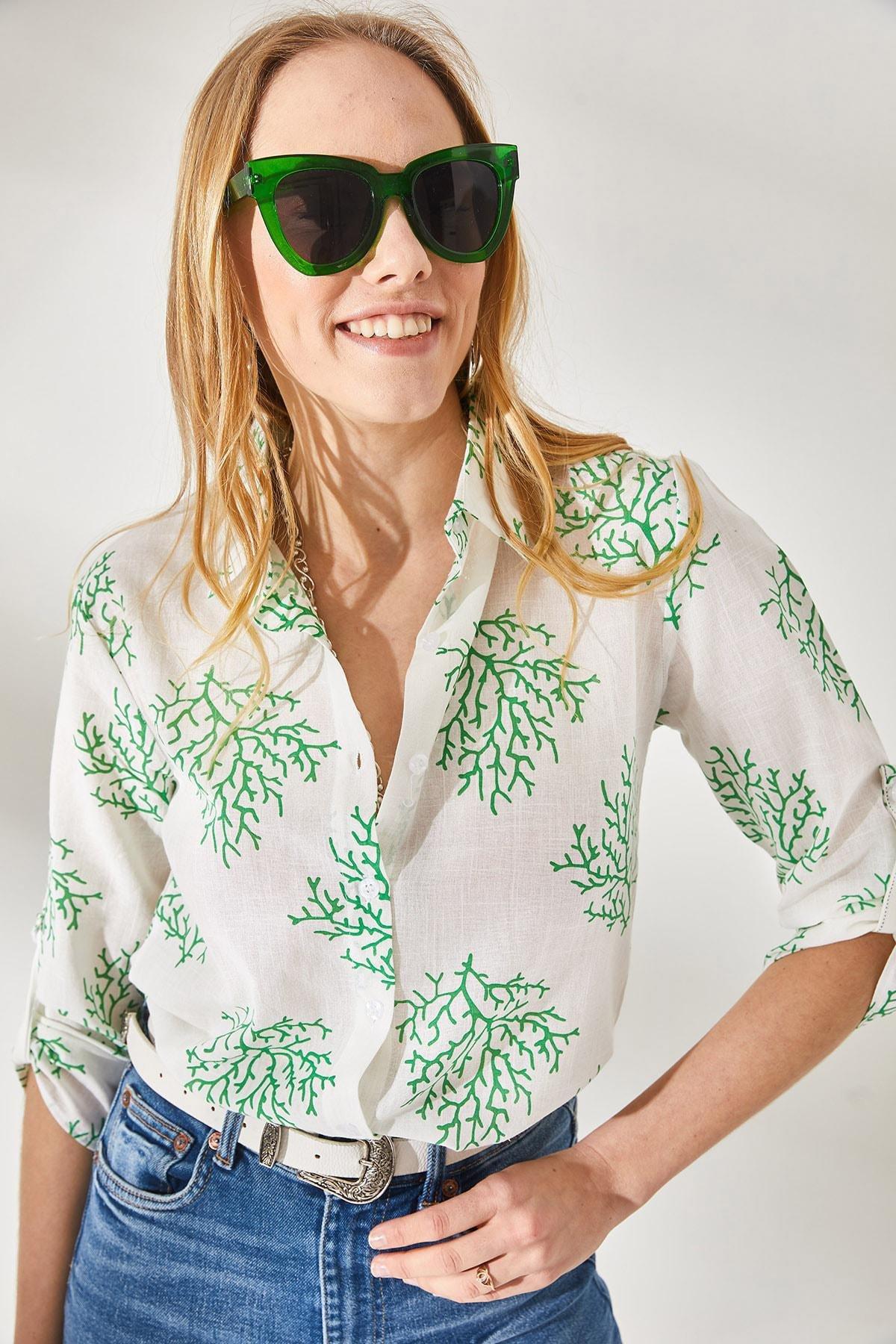 Bush Green Ethnic Print Shirt, , large image number 0