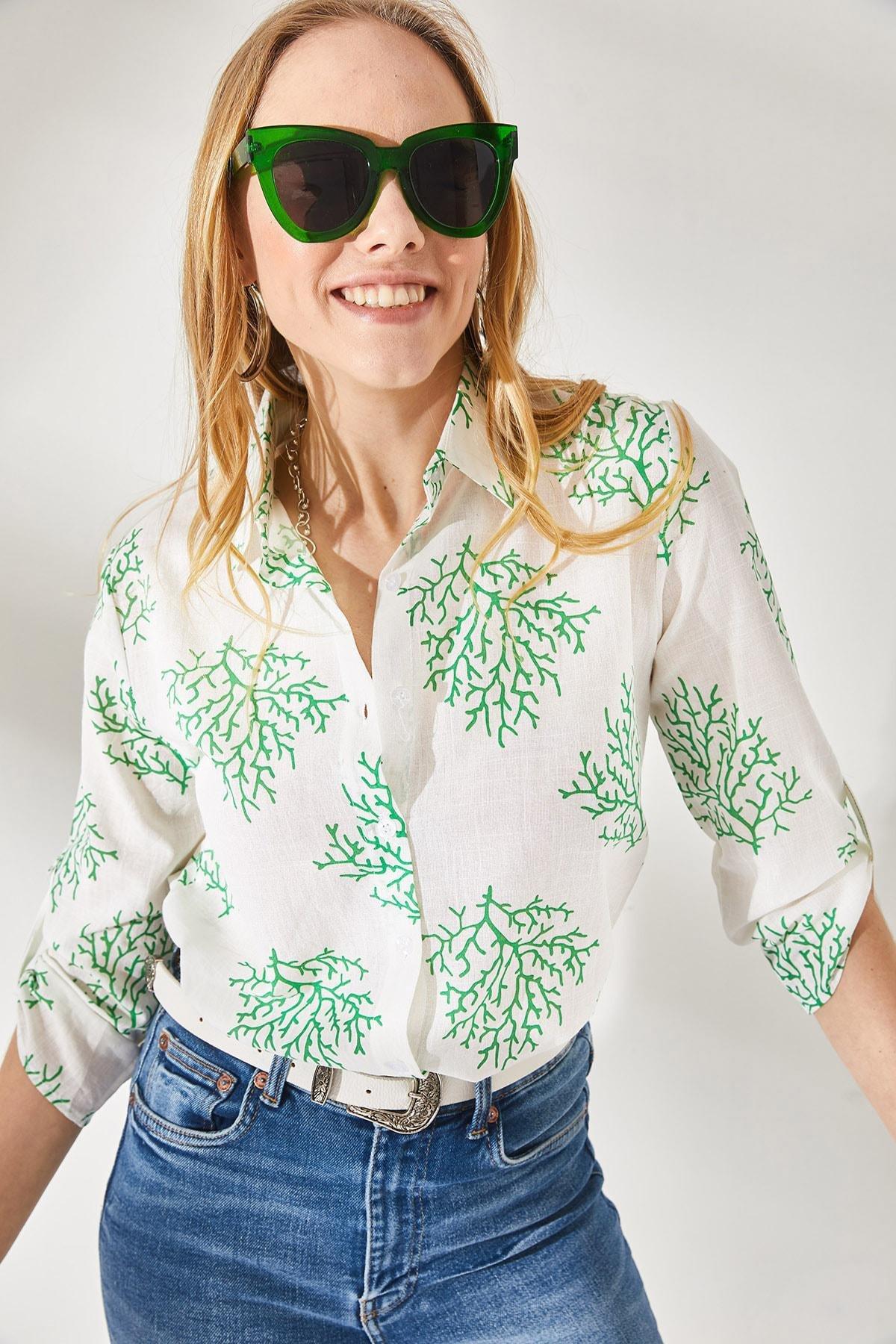 Bush Green Ethnic Print Shirt, , large image number 2