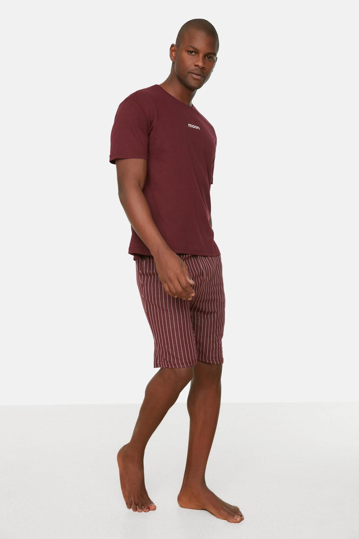 Burgundy Striped Pajama Set, , medium