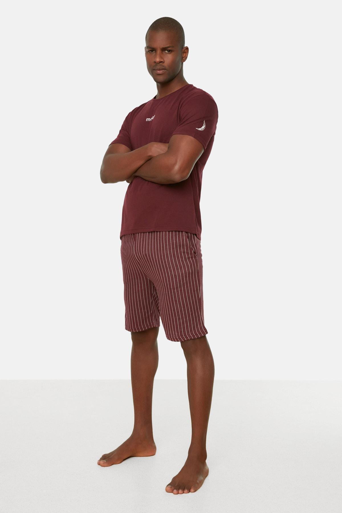 Burgundy Striped Pajama Set, , large image number 2