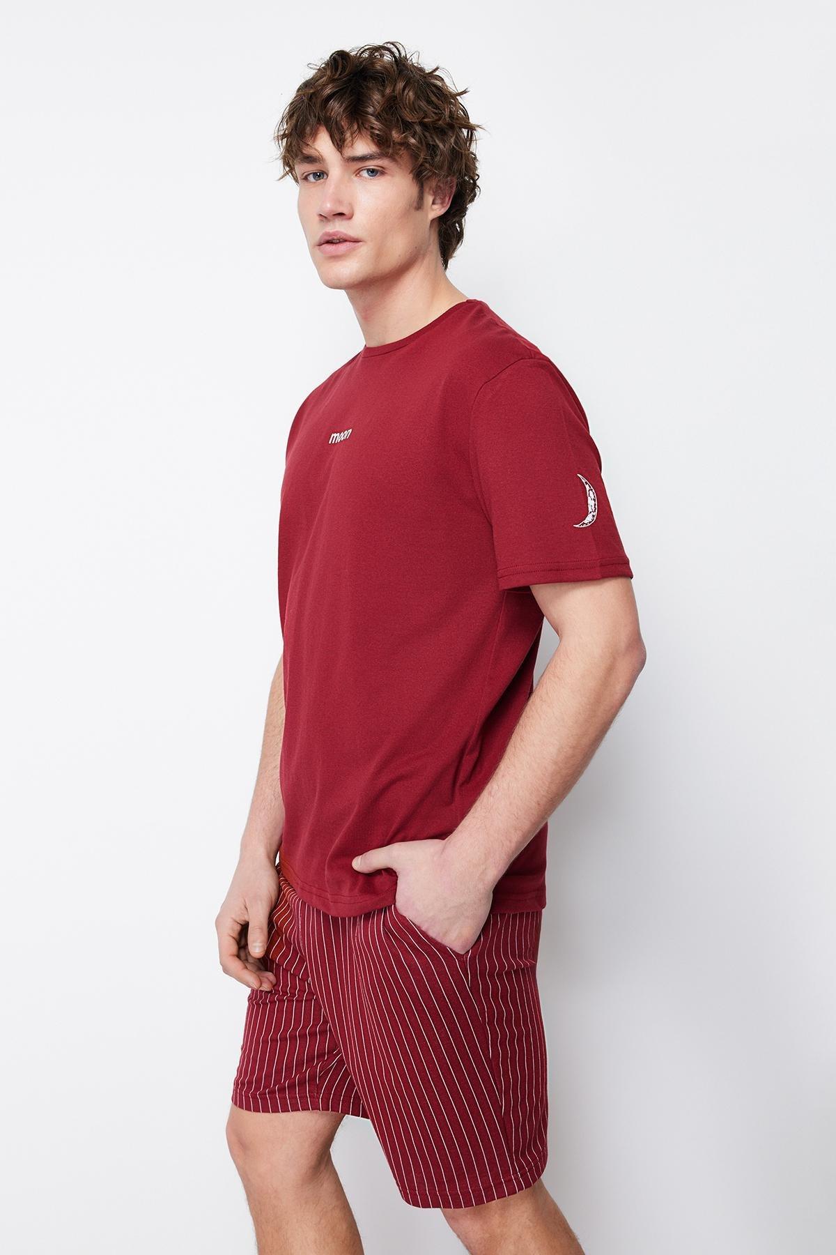 Burgundy Striped Pajama Set, , large image number 3