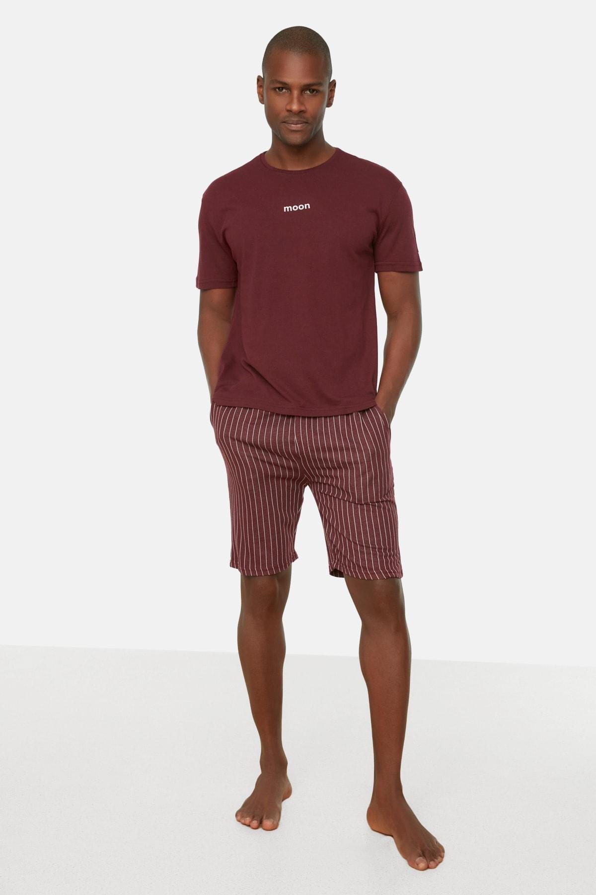Burgundy Striped Pajama Set, , large image number 4