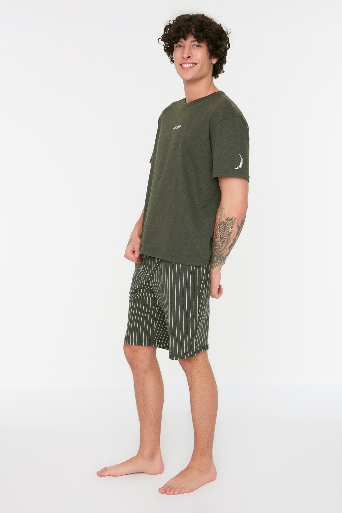 Khaki Striped Pyjama Set, , large image number 2