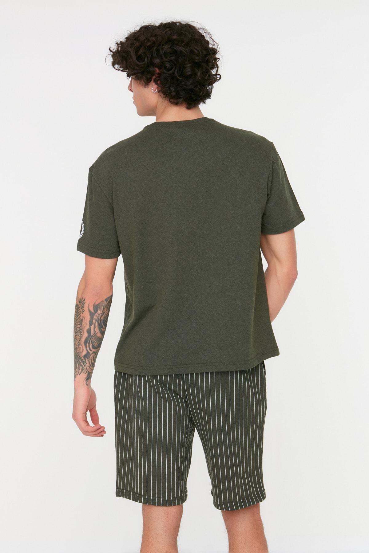 Khaki Striped Pyjama Set, , large image number 4