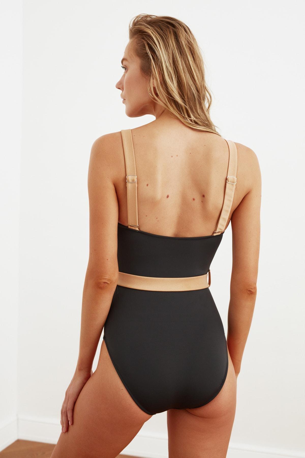 Black Colourblock Swimsuit, , large image number 3