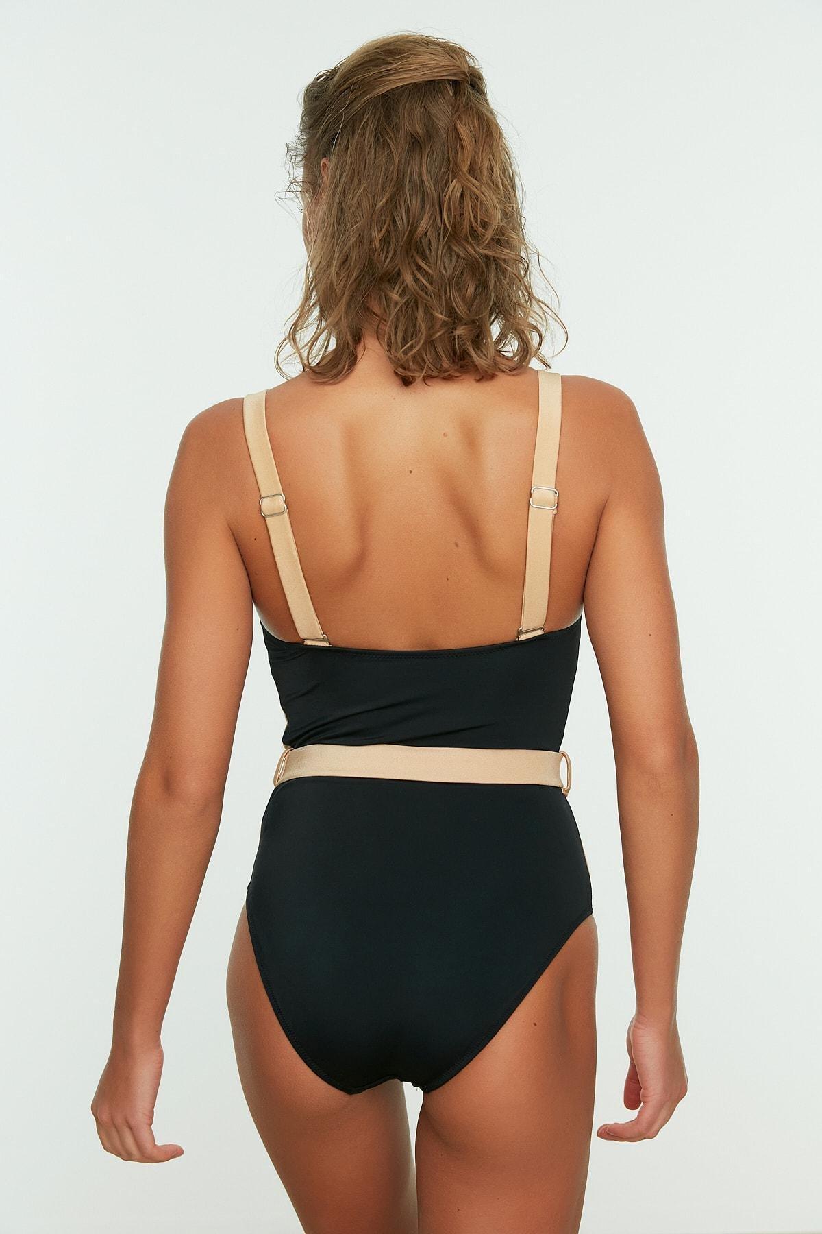 Black Colourblock Swimsuit, , large image number 7