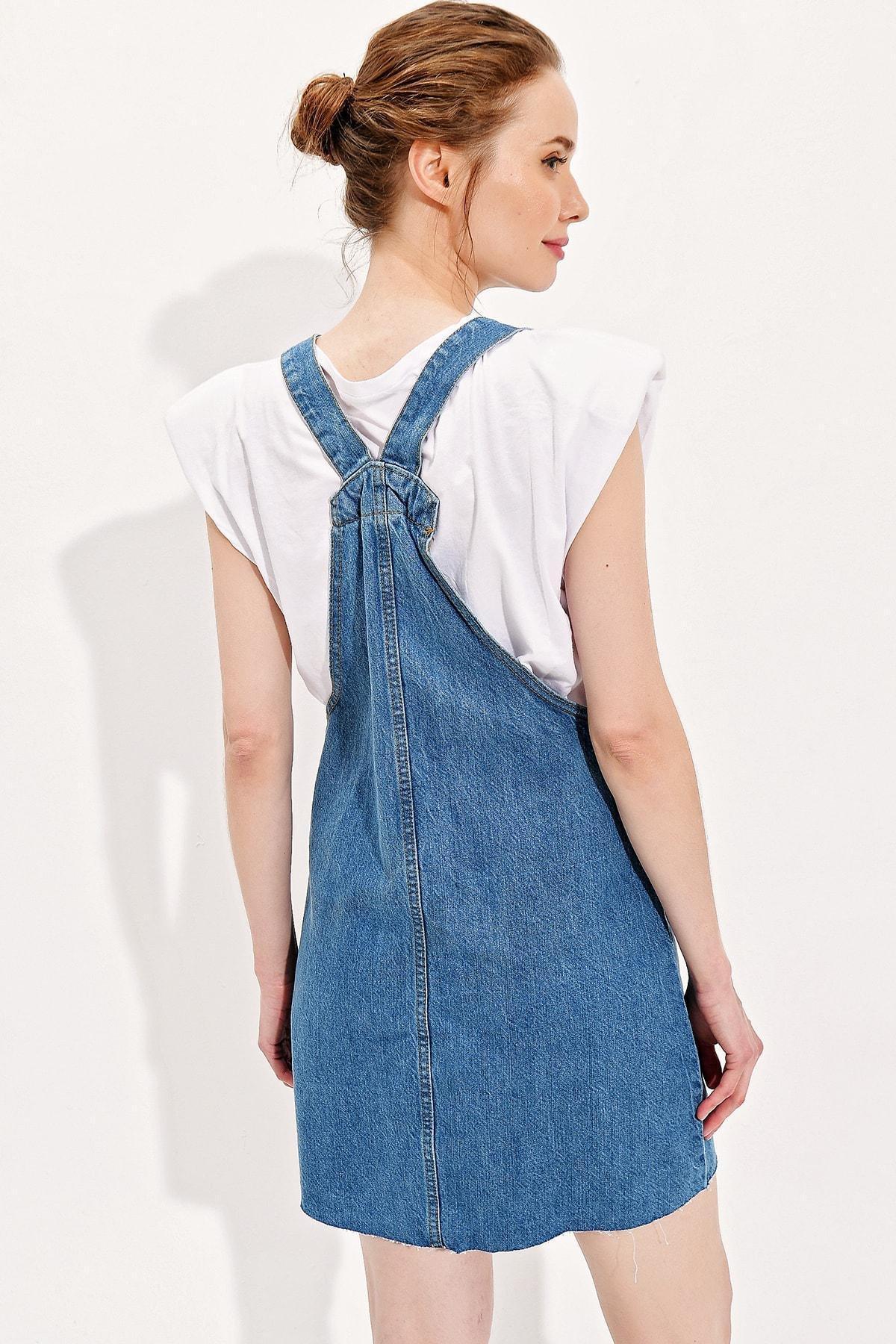 Blue Detailed A-Line Dress, , large image number 2
