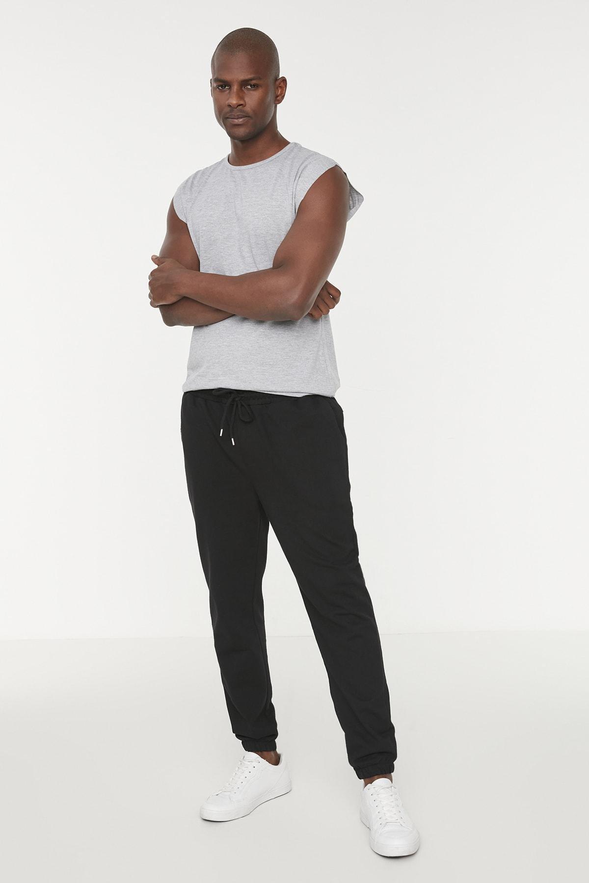 Trendyol - Black Joggers Mid Waist Sweatpants