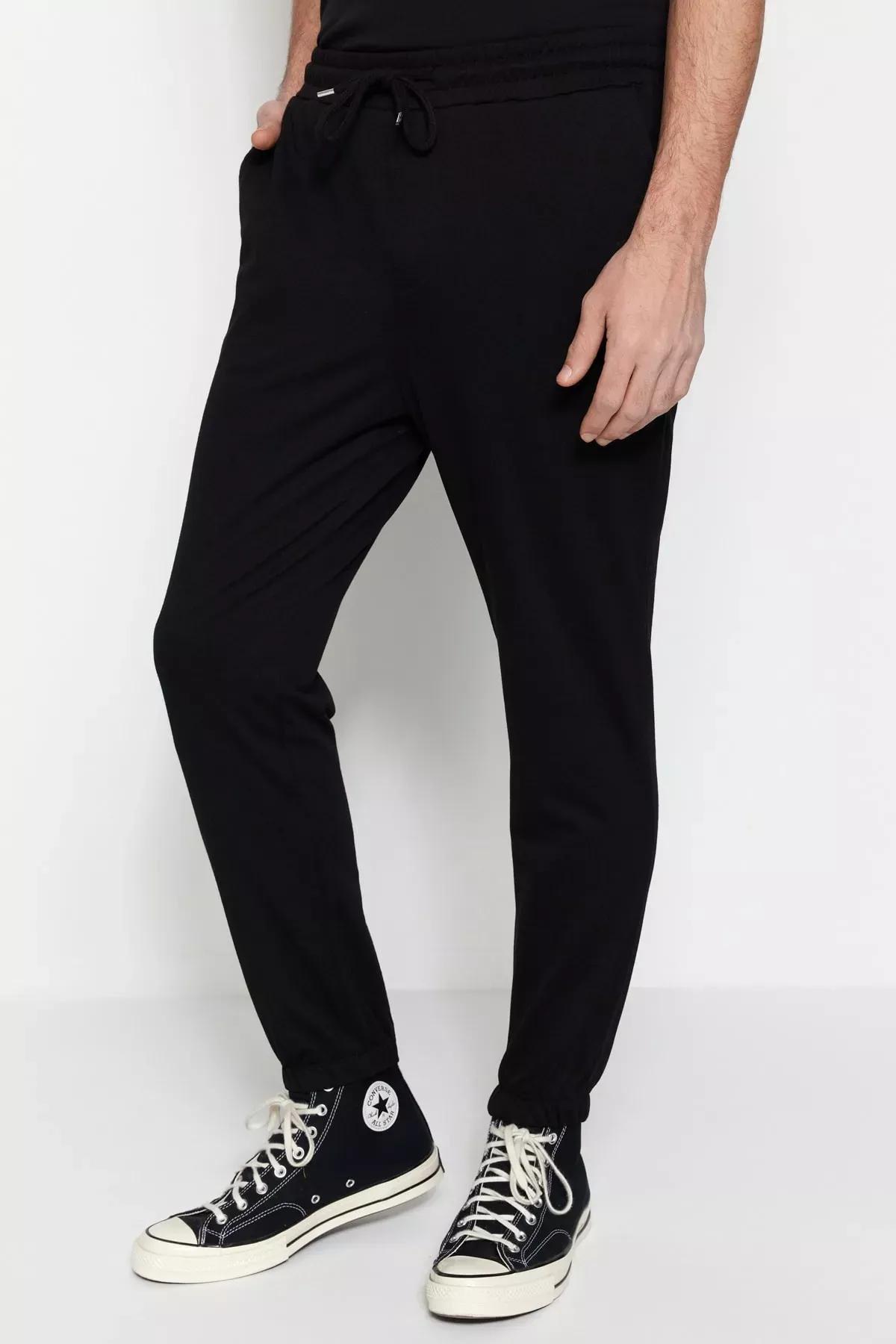 Black Joggers Mid Waist Sweatpants, , large image number 0