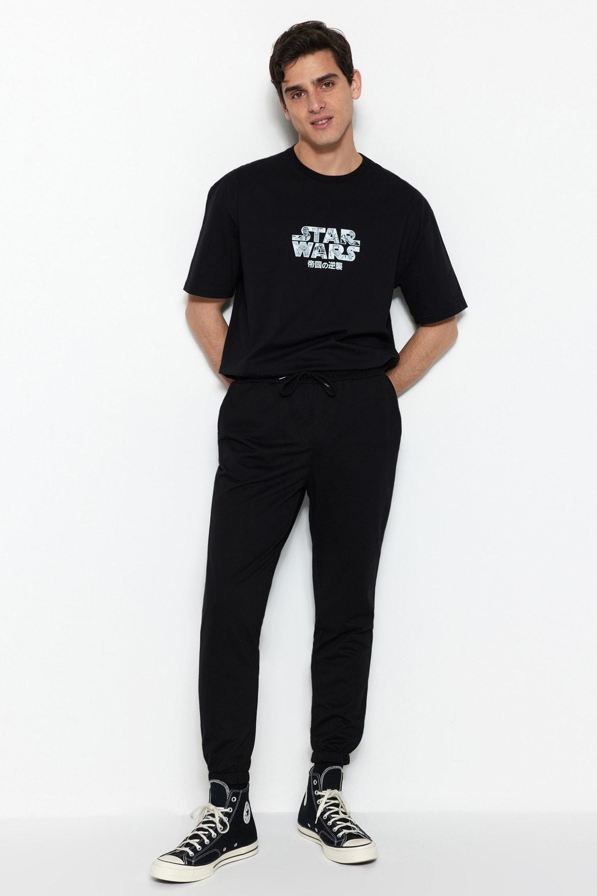 Black Joggers Mid Waist Sweatpants, , large image number 1