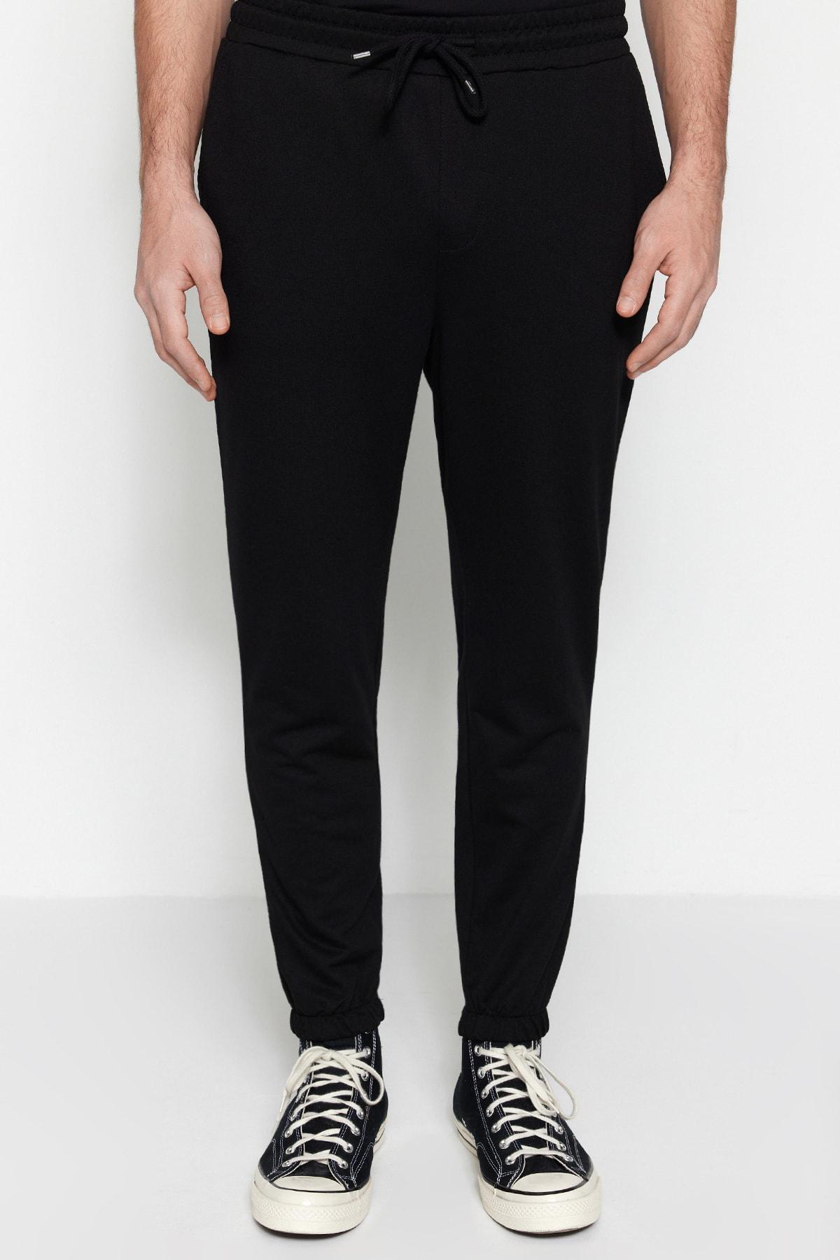 Black Joggers Mid Waist Sweatpants, , large image number 2