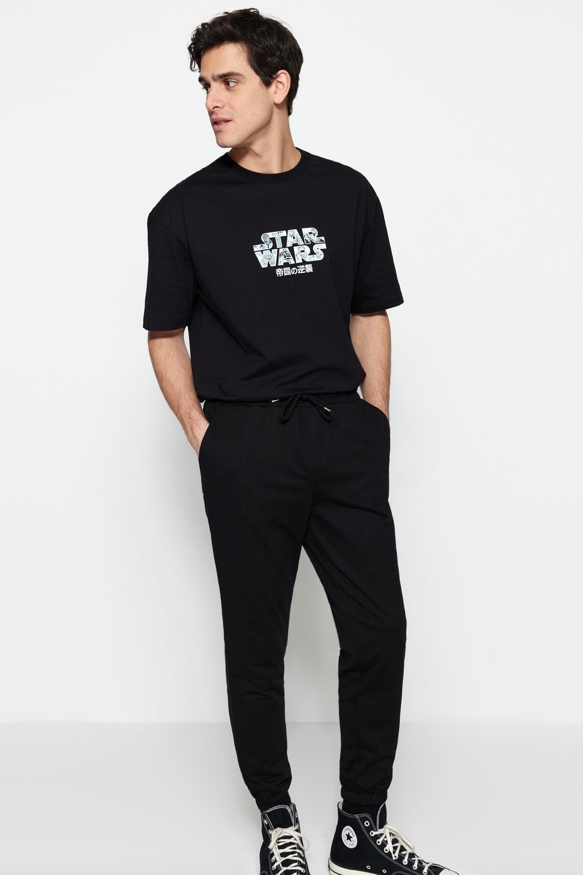 Black Joggers Mid Waist Sweatpants, , large image number 4