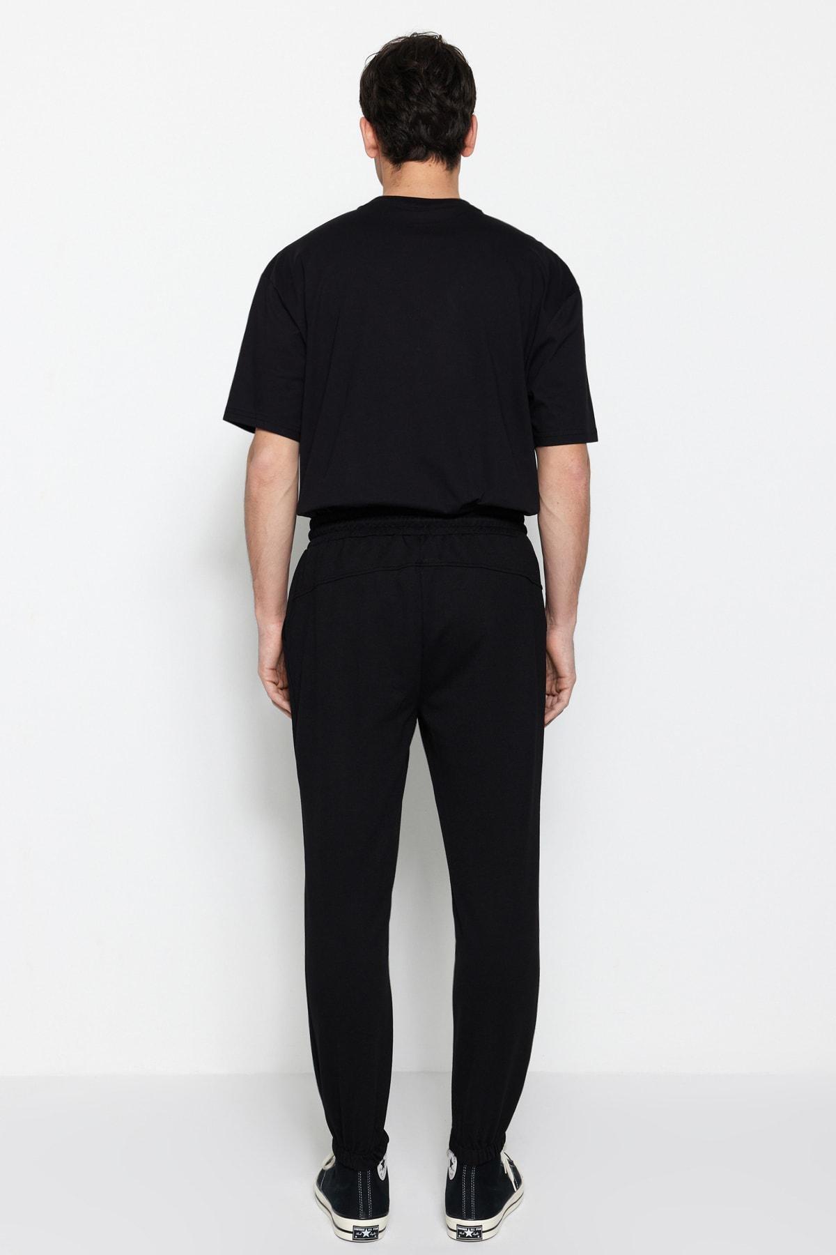 Black Joggers Mid Waist Sweatpants, , large image number 6