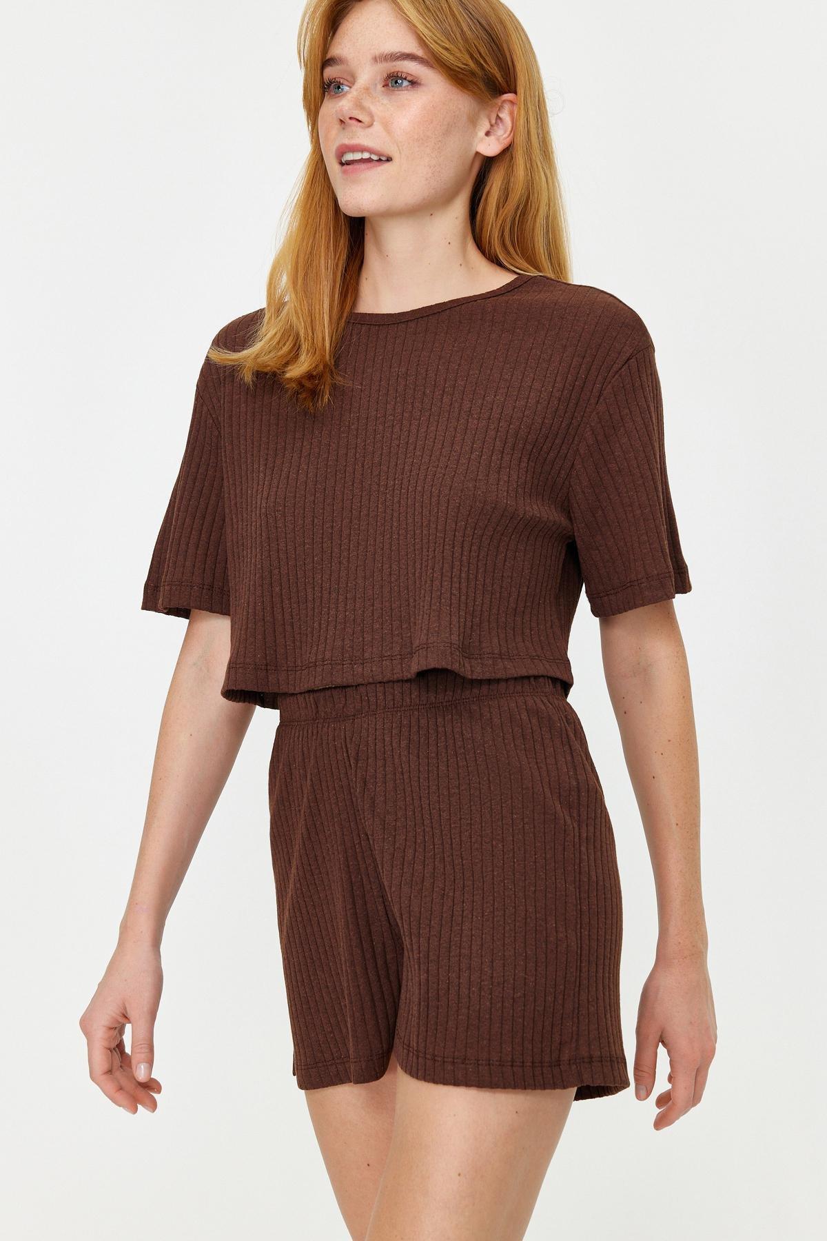 Brown Cotton Knitted Pyjama Set, , large image number 2
