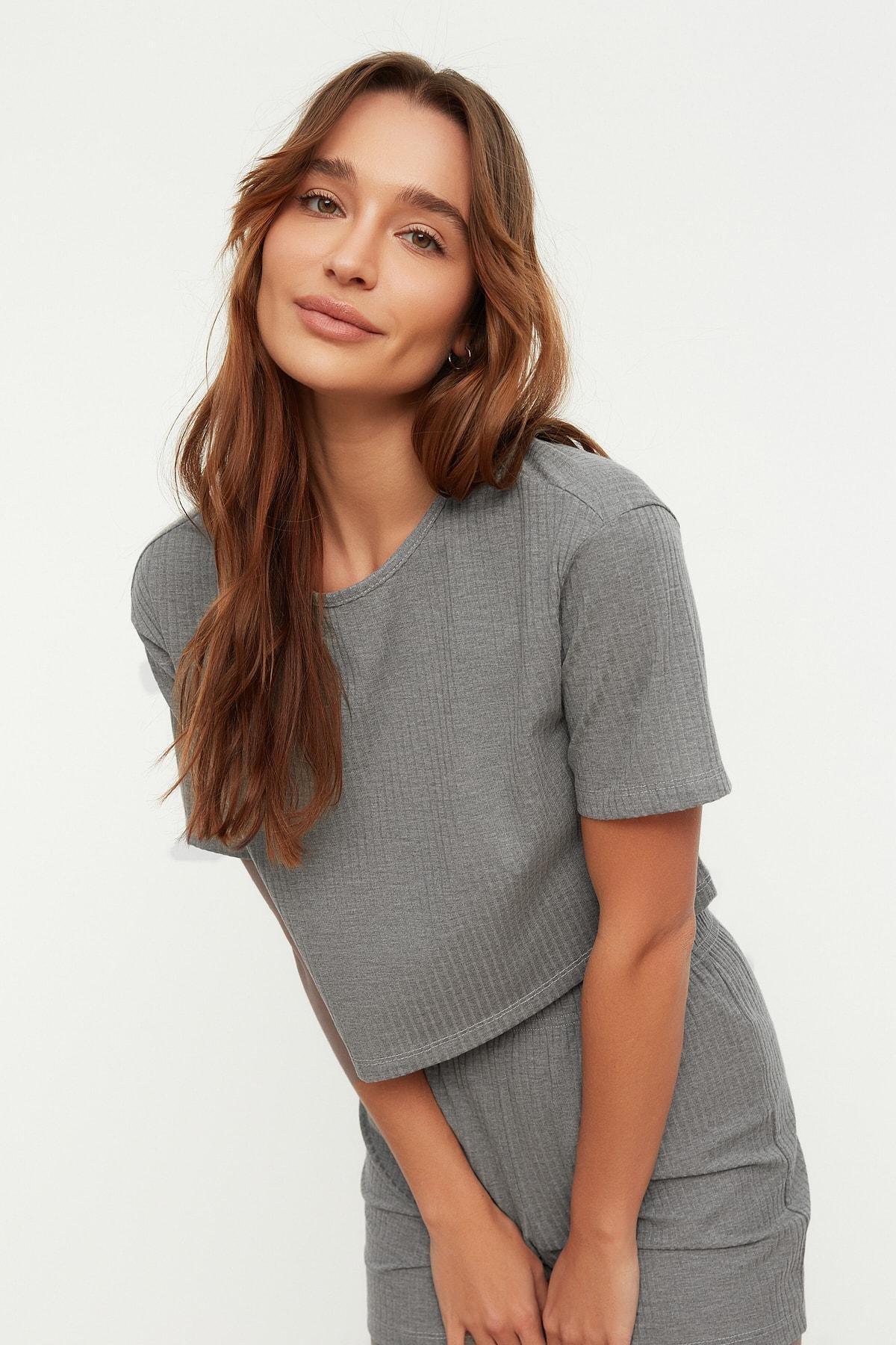 Grey Plain Pajama Set, , large image number 3
