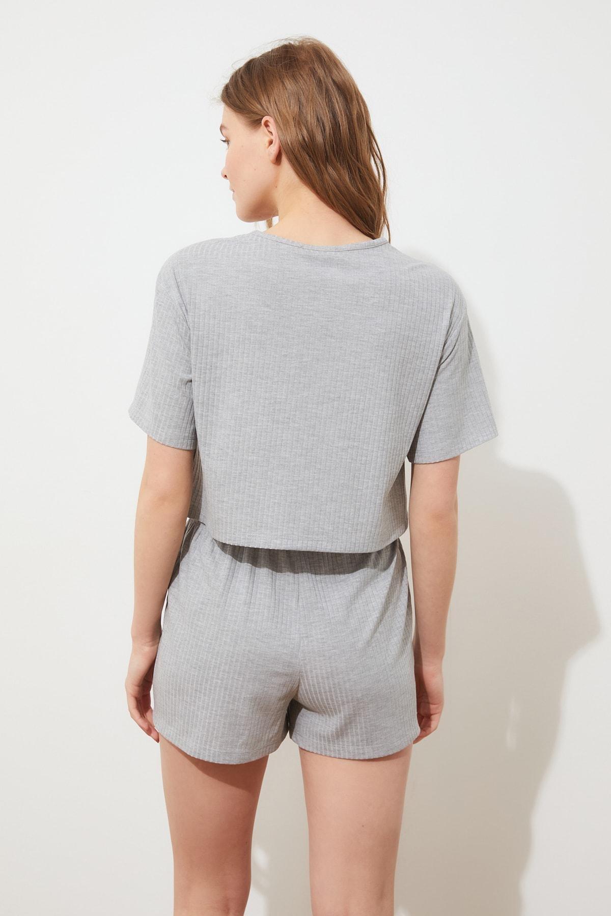 Grey Plain Pajama Set, , large image number 8