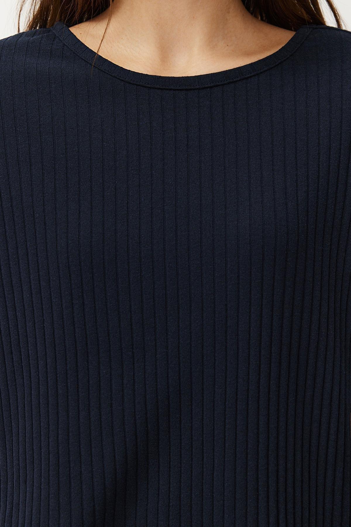 Navy Crew Neck Pajama Set, Dark blue, large image number 5