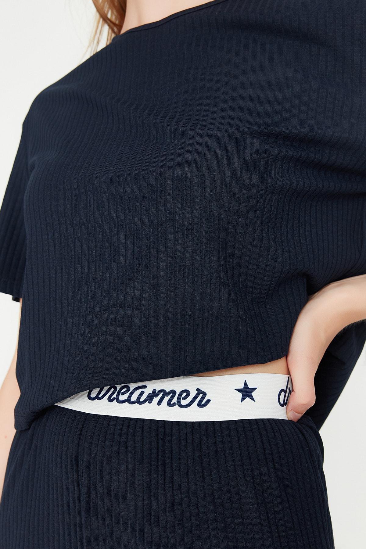 Navy Crew Neck Pajama Set, , large image number 6