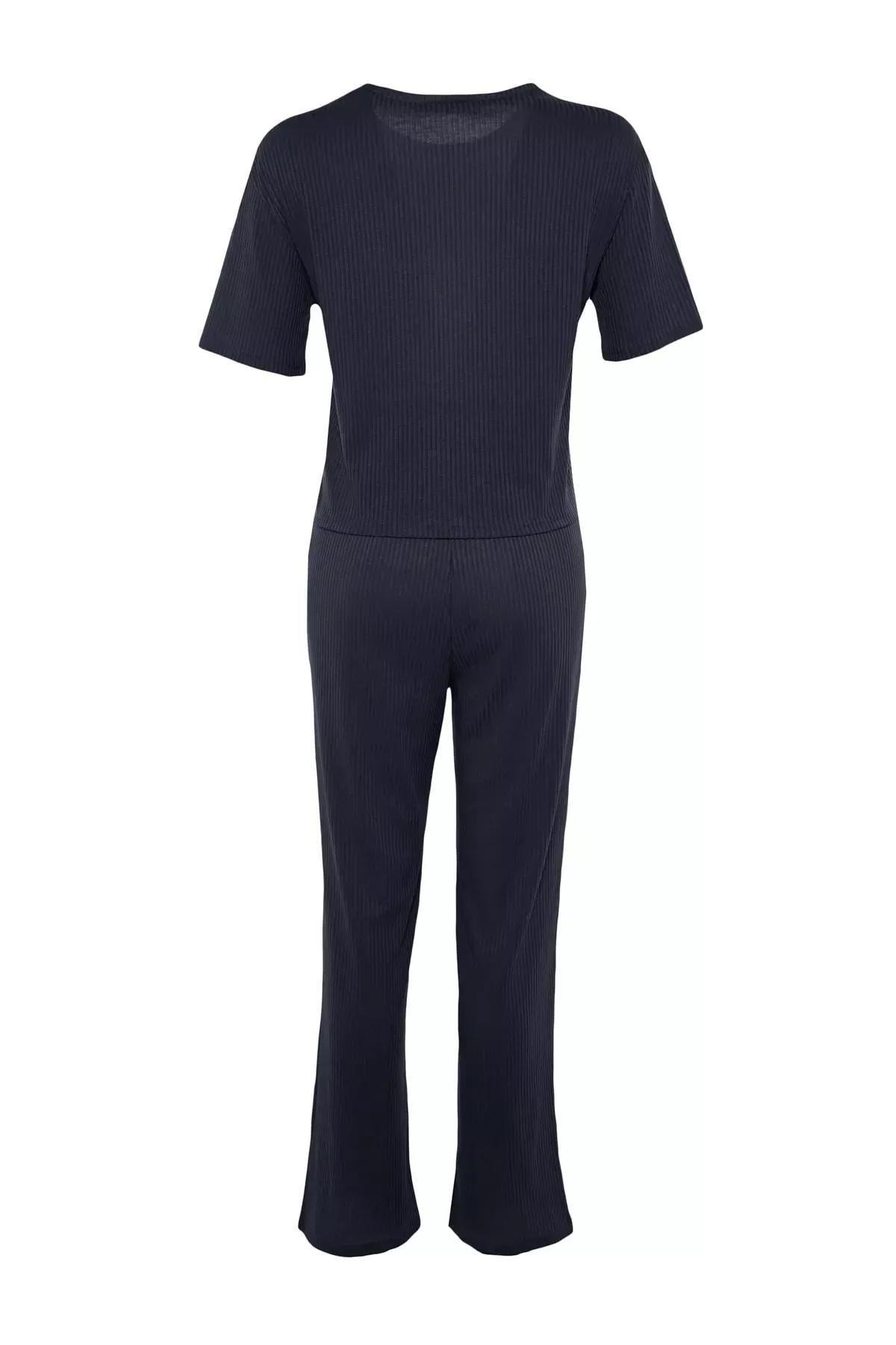 Navy Crew Neck Pajama Set, , large image number 9