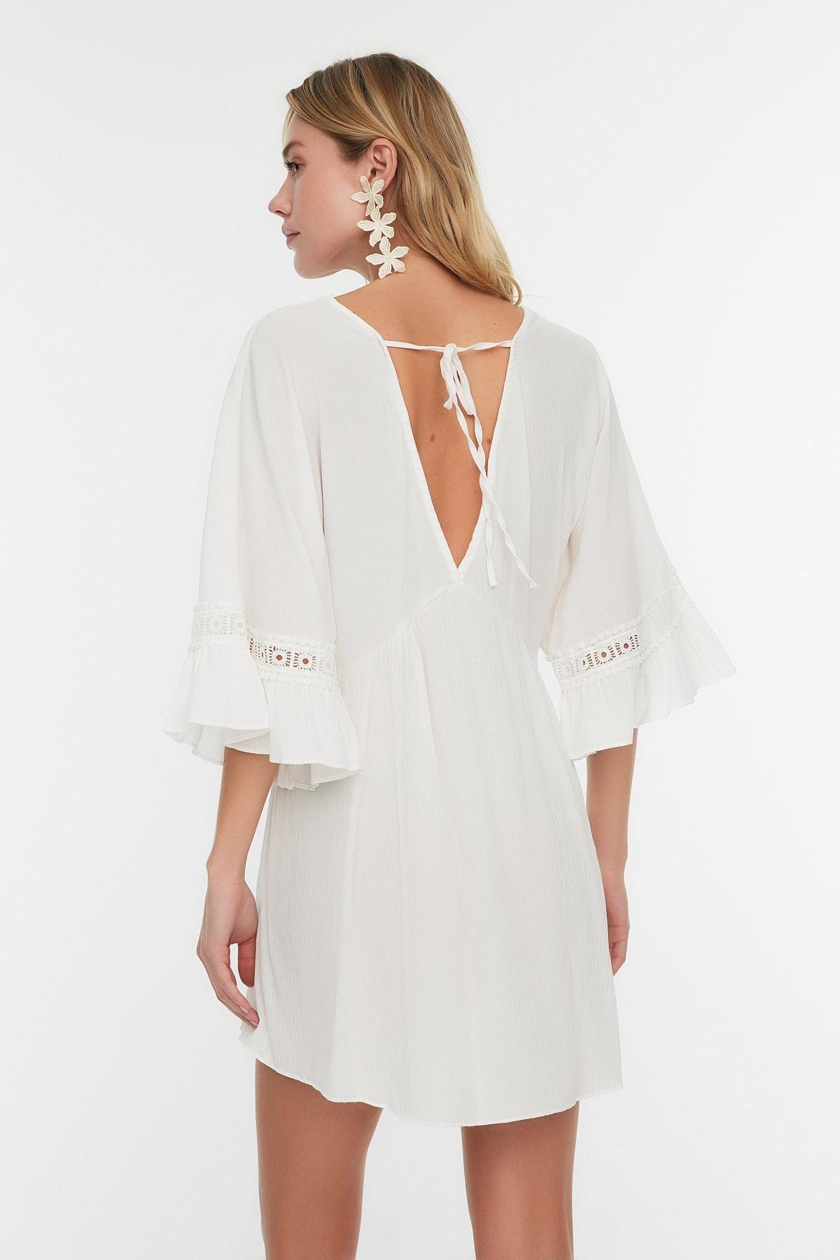White V-Neck Dress, , large image number 2