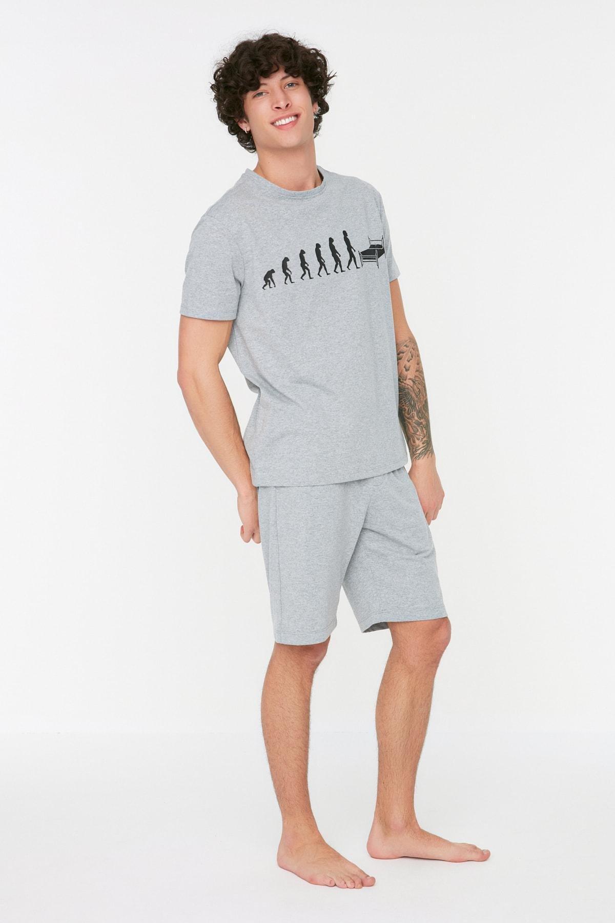 Trendyol - Grey Printed Pyjama Set