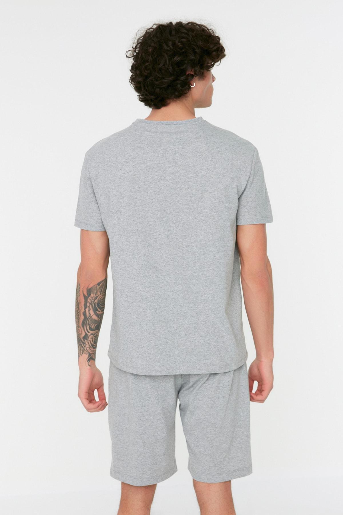 Trendyol - Grey Printed Pajama Set