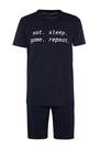 Trendyol - Navy Printed Mid Waist Pajama Set