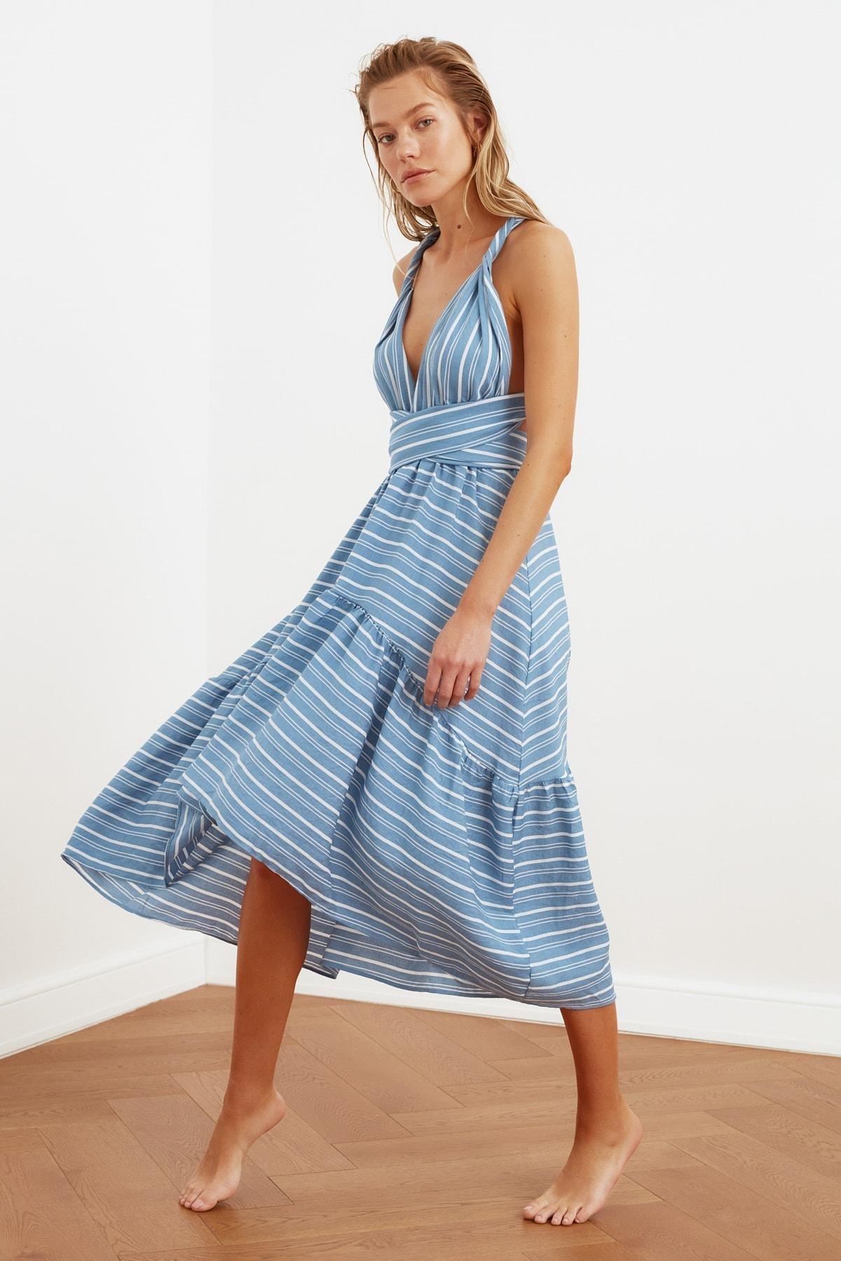 Blue A-Line Dress, , large image number 1