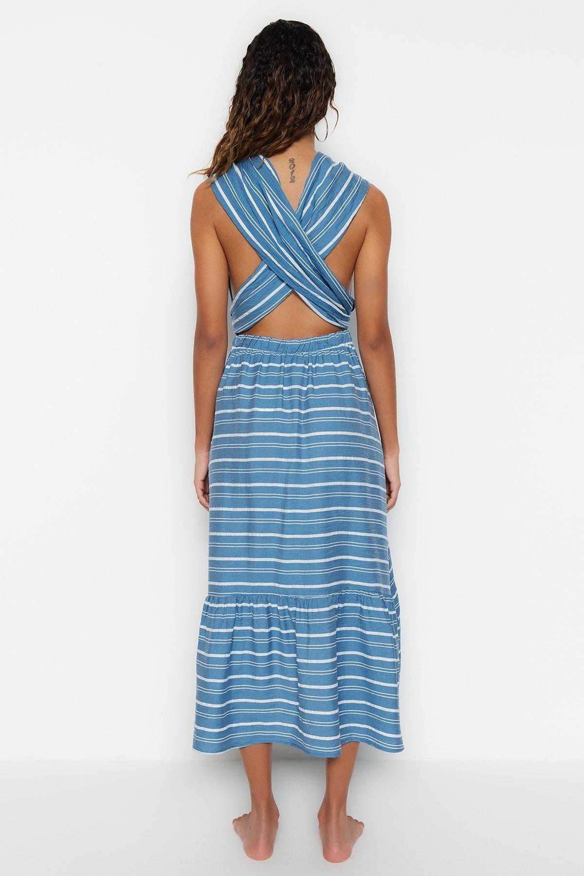 Blue A-Line Dress, , large image number 4