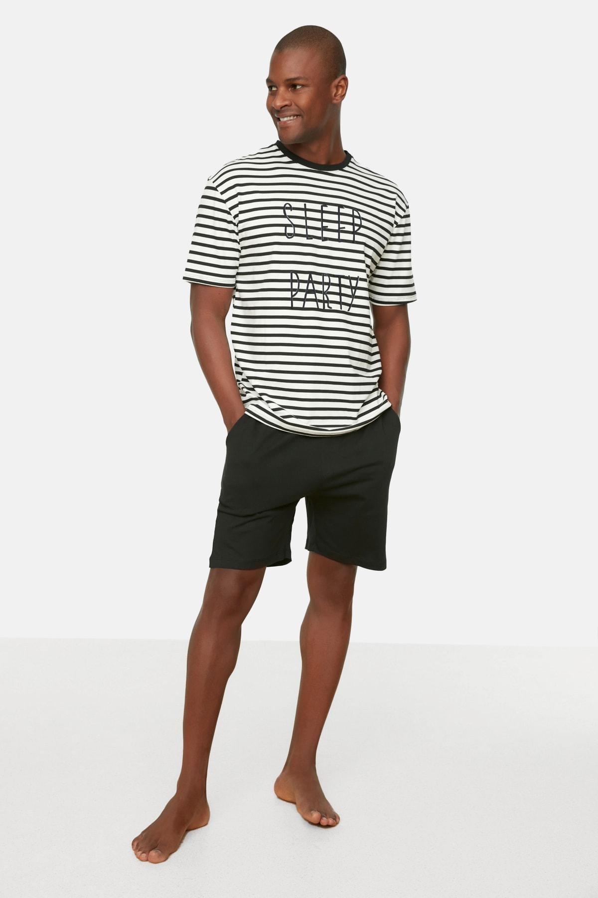 Black Striped Pajama Set, , large image number 2