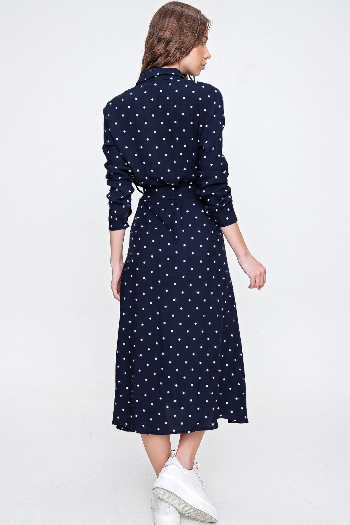 Navy Patterned Dress, , large image number 1