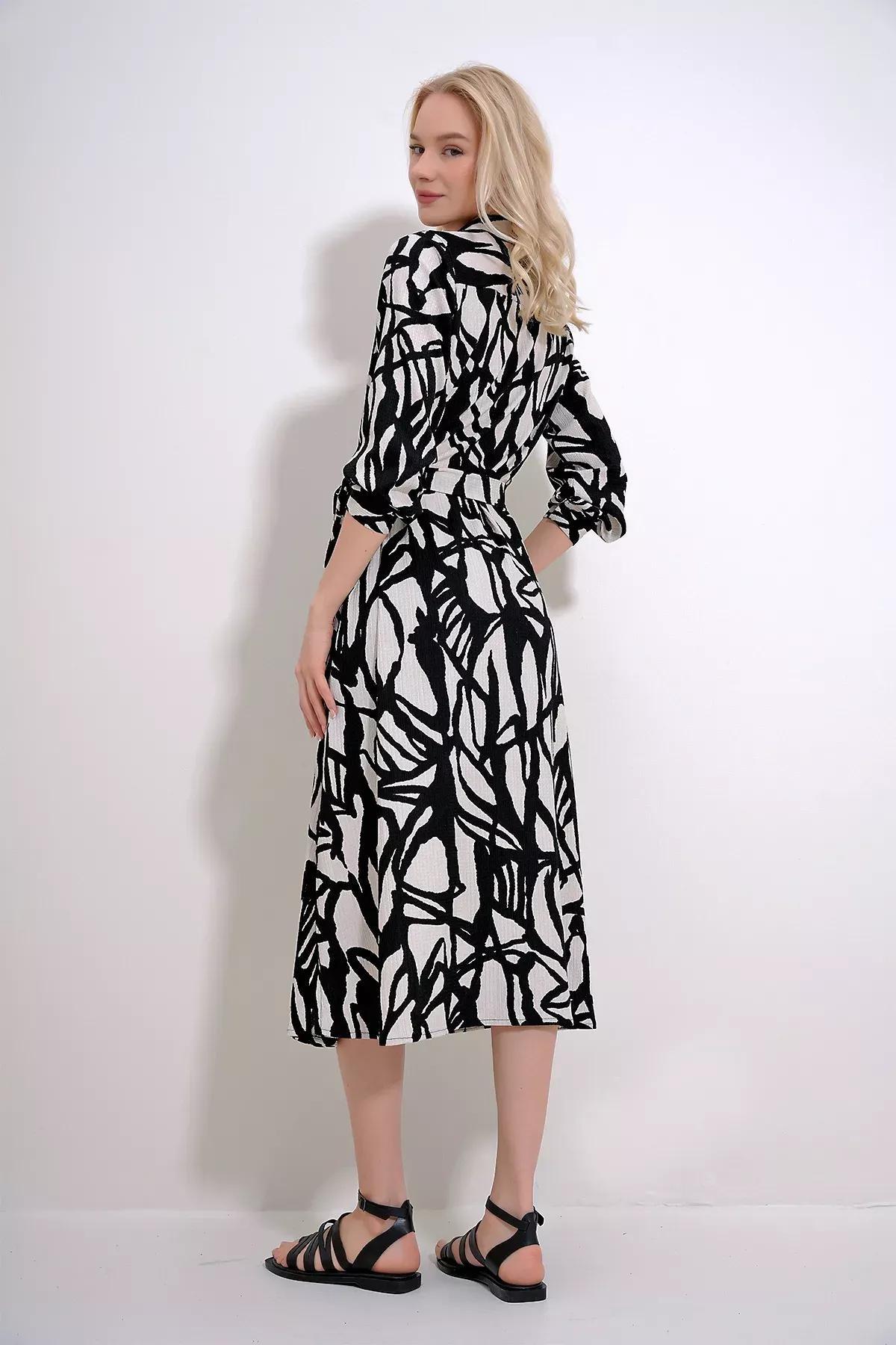 Black Abstract Shirt Dress ALC-X6247, , large image number 2