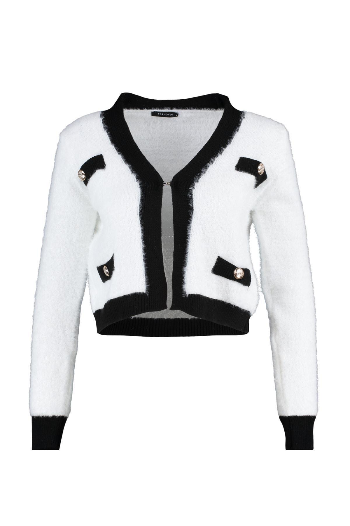 Beige V-Neck Cardigan, , large image number 6