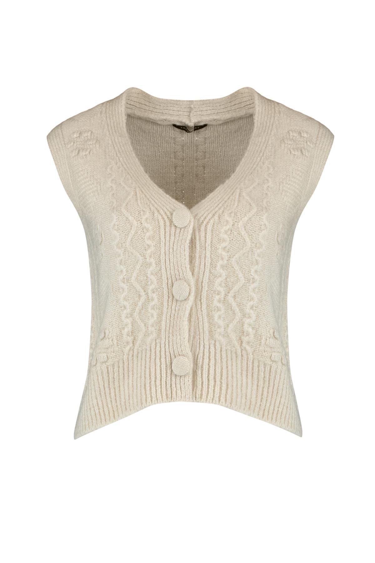 Beige V-Neck Dress, , large image number 9
