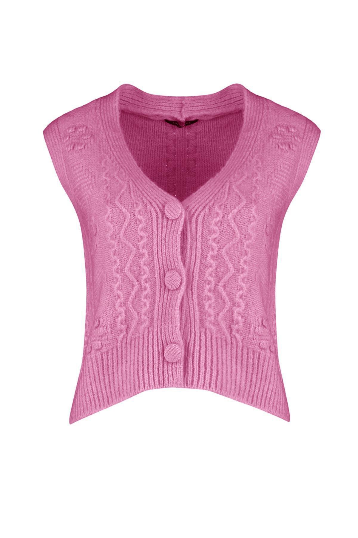 Pink Textured Crochet Sweater, Pink, large image number 5