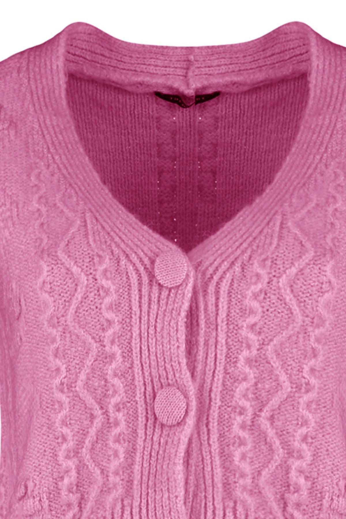 Pink Textured Crochet Sweater, Pink, large image number 6