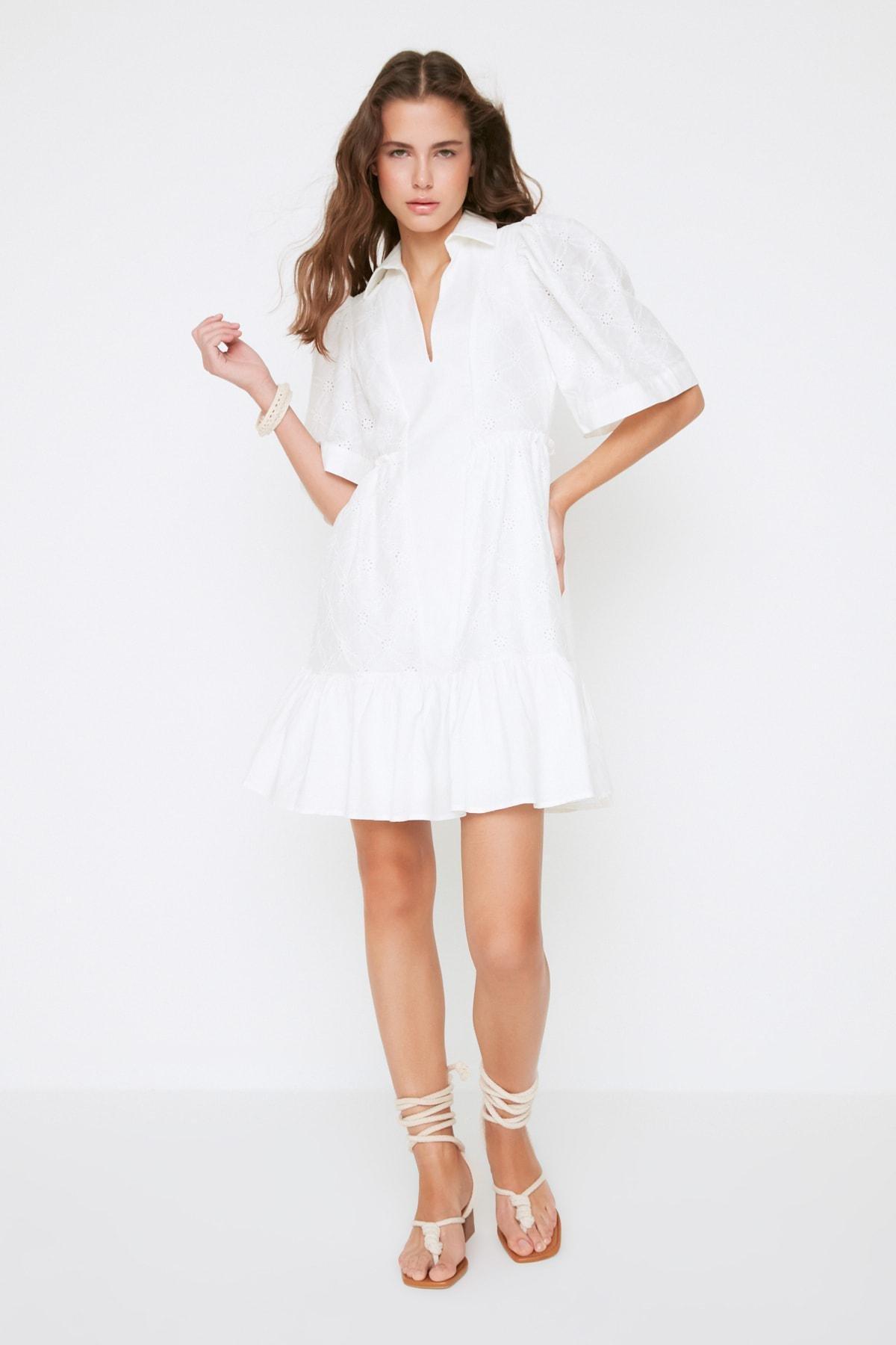 White Skater Mini Dress, , large image number 1
