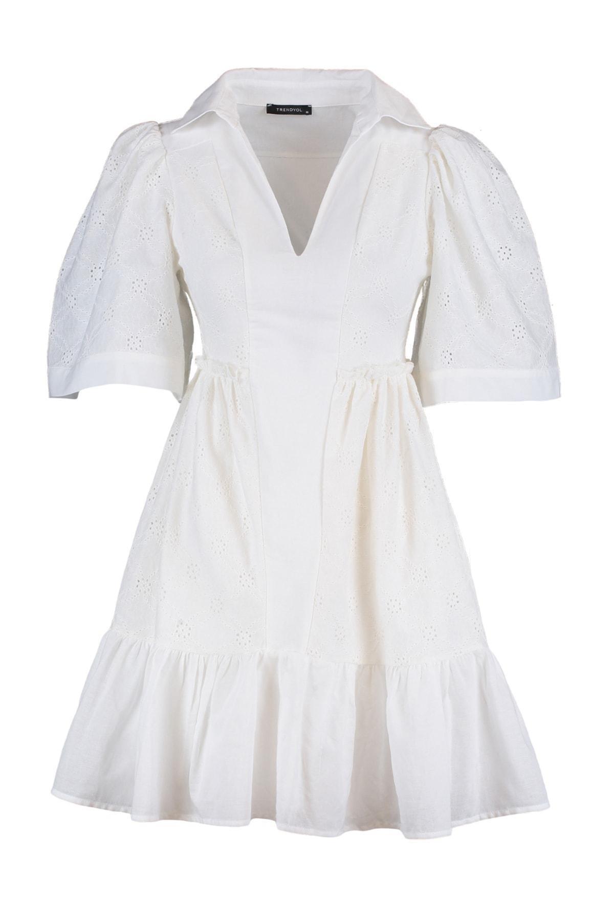 Trendyol - White Skater Mini Dress