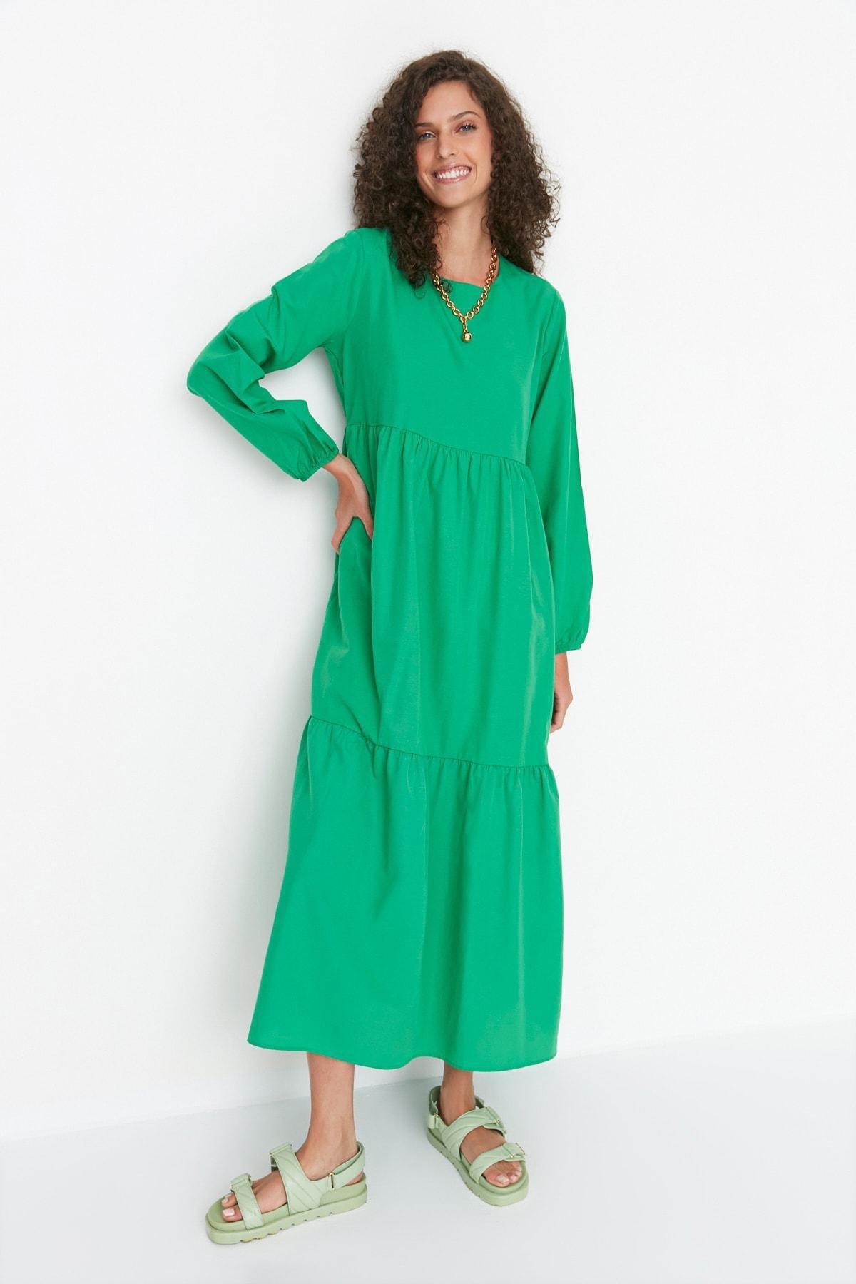 Green Skater Maxi Dress, , large image number 0