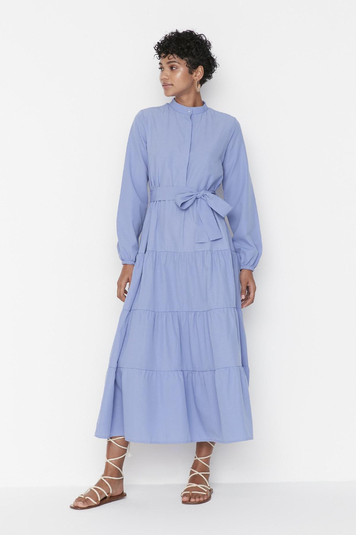 Purple Long Sleeves Maxi Dress, , large image number 0