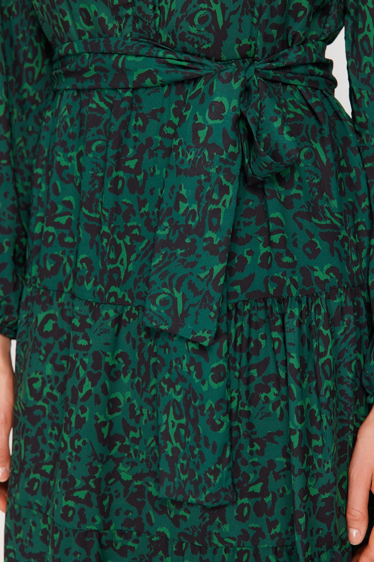 Green Patterned Chiffon Woven Dress, , large image number 4