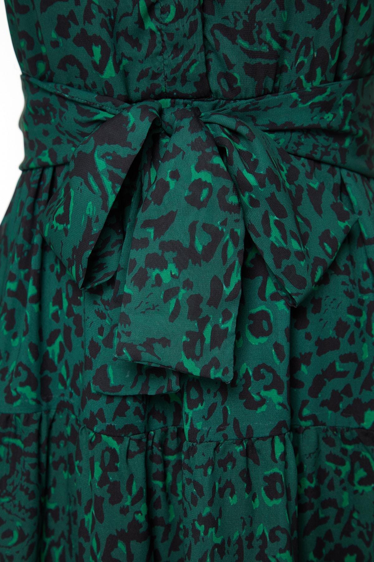 Trendyol - Green Patterned Chiffon Woven Dress