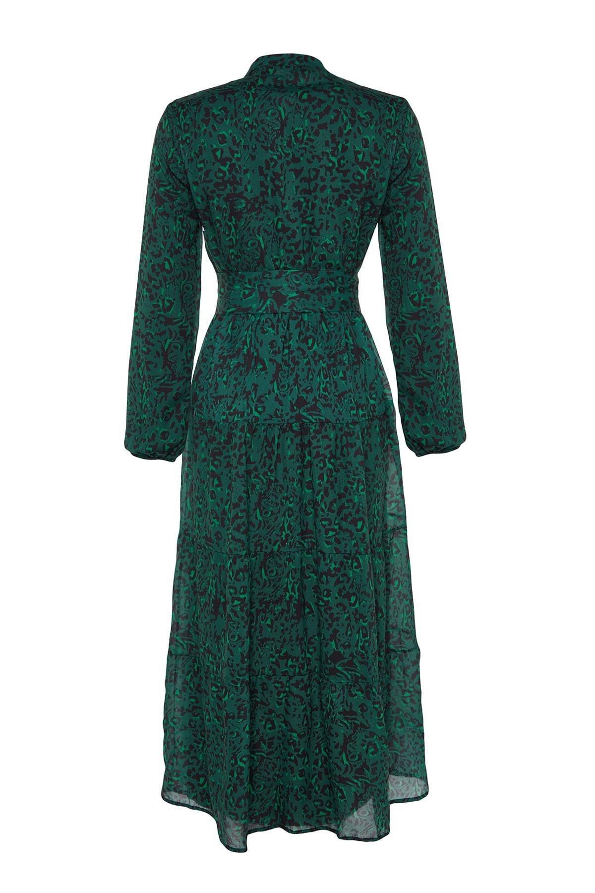 Green Patterned Chiffon Woven Dress, , large image number 7